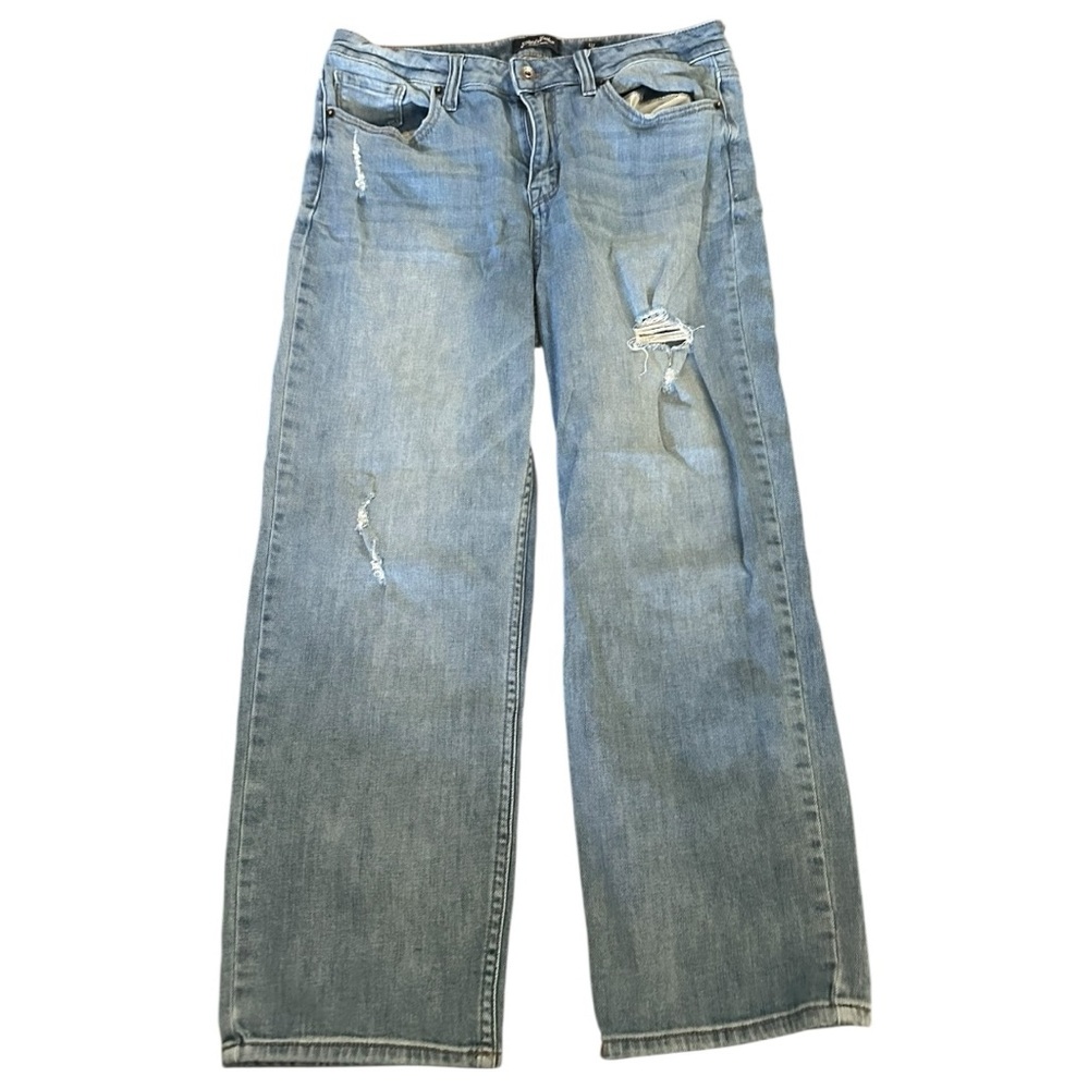 Flag & Anthem High Rise Straight Cropped Distressed Jeans